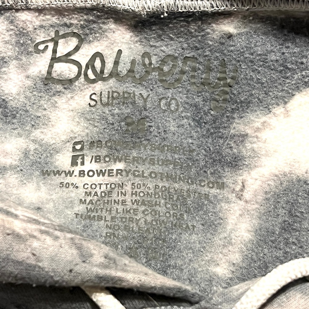Bowery Supply Co. Tie Dye DAYDREAMER Hooded Gray White Sweatshirt Hoodie - Picture 8 of 11